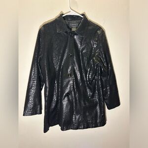 Vintage Faux Snack Skin Coat Black Faux Leather Size Large Selene Sport